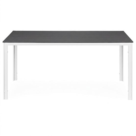Table de jardin pour 6 personnes 156x78 cm polywood mobilier de terrasse gris blanc MultiGarden