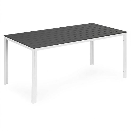 Table de jardin pour 6 personnes 156x78 cm polywood mobilier de terrasse gris blanc MultiGarden