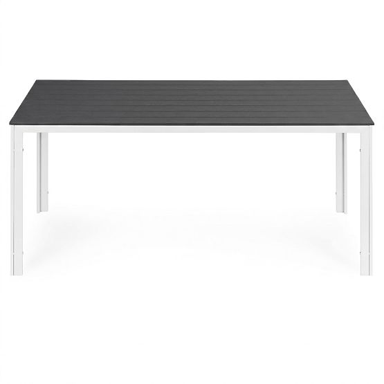 Table de jardin pour 6 personnes 156x78 cm polywood mobilier de terrasse gris blanc MultiGarden