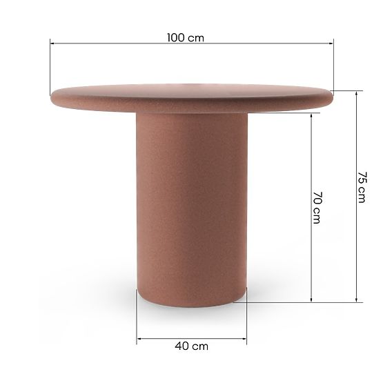 Table de jardin Vibonis 100 cm, rond, en ciment, couleur terre cuite