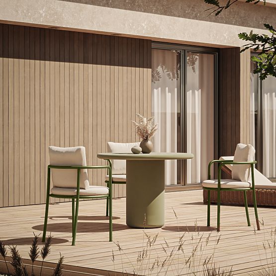 Table de jardin Vibonis 100 cm, rond, en ciment, vert