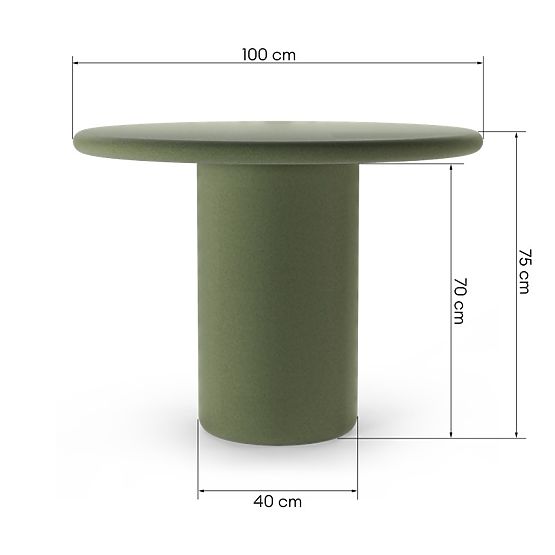 Table de jardin Vibonis 100 cm, rond, en ciment, vert