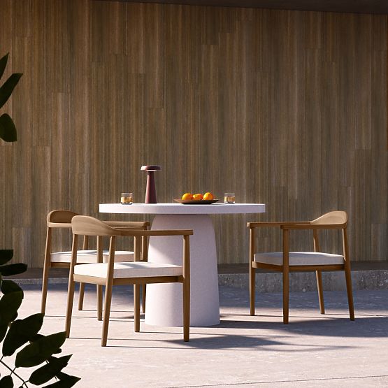 Table de jardin Vibonis 106 cm, rond, en ciment, beige clair, mat