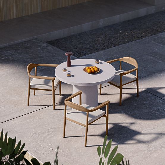 Table de jardin Vibonis 106 cm, rond, en ciment, beige clair, mat