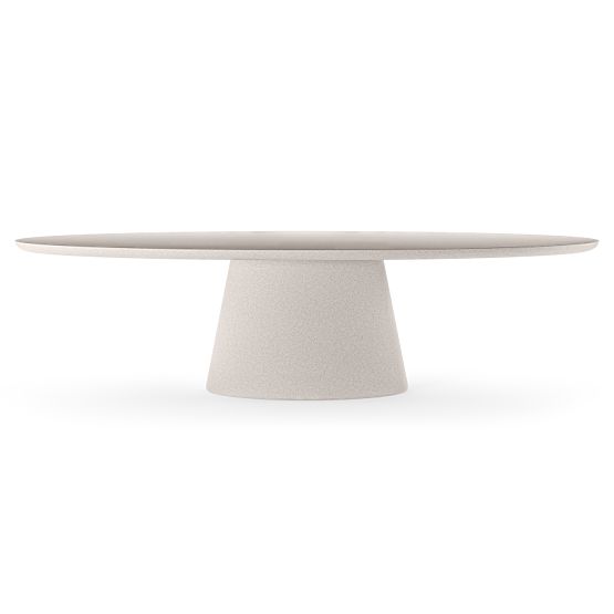 Table de jardin Vibonis 280 cm, ovale, en ciment, beige clair