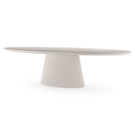 Table de jardin Vibonis 280 cm, ovale, en ciment, beige clair
