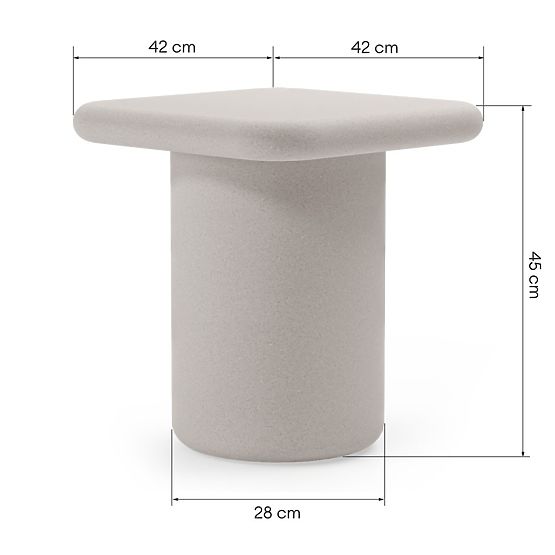 Table de jardin Vibonis 42 cm, carrée, en ciment, beige clair