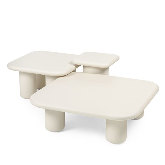 Table de jardin Vibonis 70 cm, carrée, en ciment, beige clair