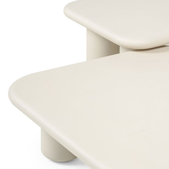 Table de jardin Vibonis 70 cm, carrée, en ciment, beige clair