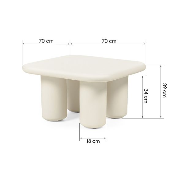 Table de jardin Vibonis 70 cm, carrée, en ciment, beige clair