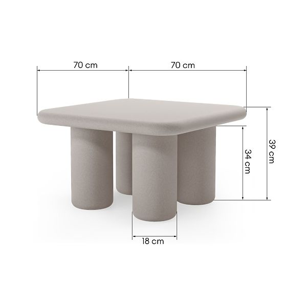 Table de jardin Vibonis 70 cm, carrée, en ciment, beige clair
