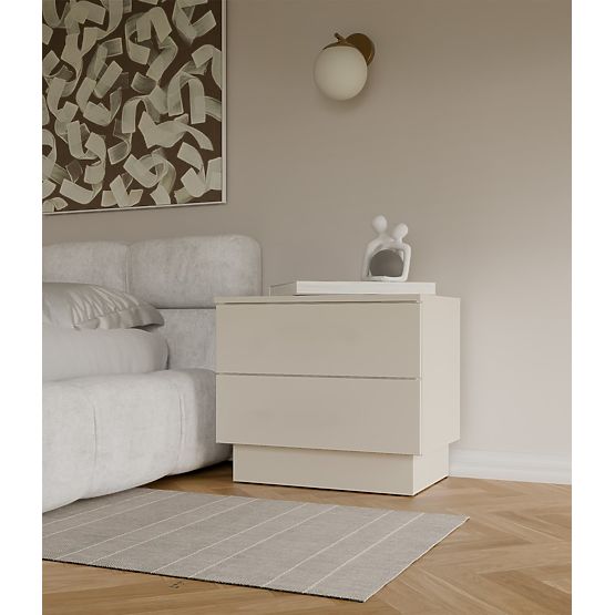 Table de nuit AMBER 2S avec 2 tiroirs pour chambre à coucher KAŠMÍR Beige
