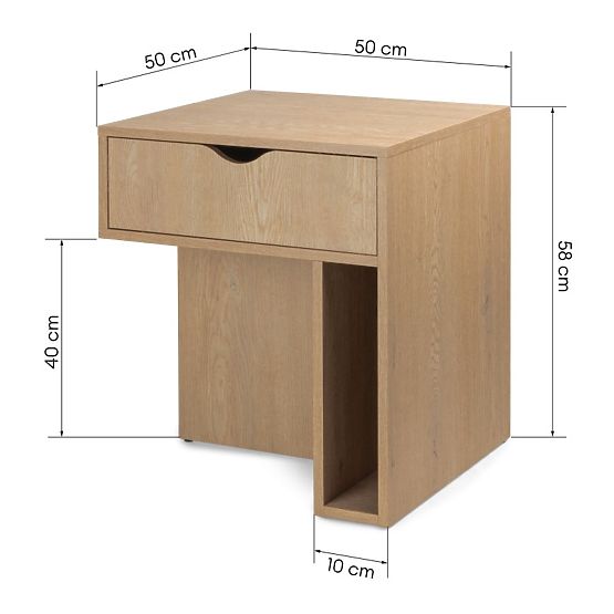 Table de nuit avec tiroir Mura Chêne Cremona Torro