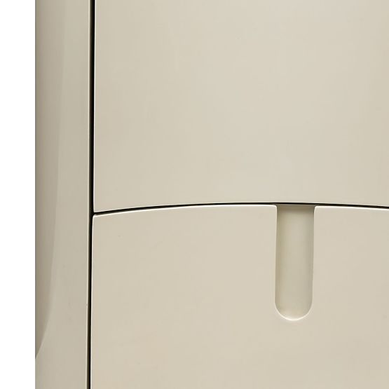 Table de nuit avec tiroirs Vena, crème blanc, arrondi, brillant