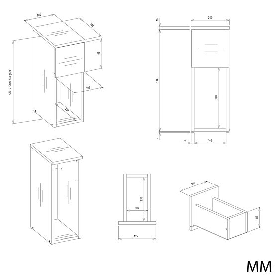 Table de nuit GALAX 20/1S BLANC-ARTISAN