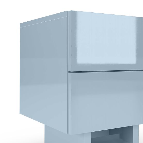 Table de nuit Glim, bleu fumé, brillant