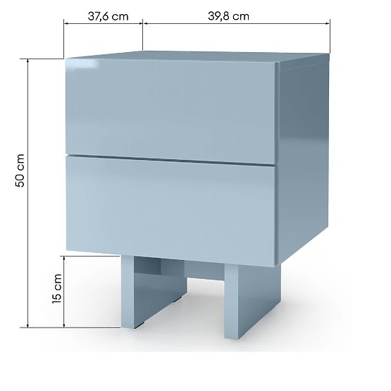 Table de nuit Glim, bleu fumé, brillant