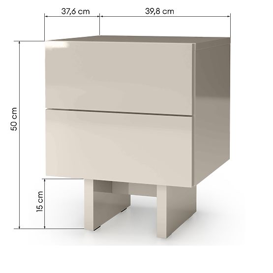 Table de nuit Glim, couleur cachemire, brillant