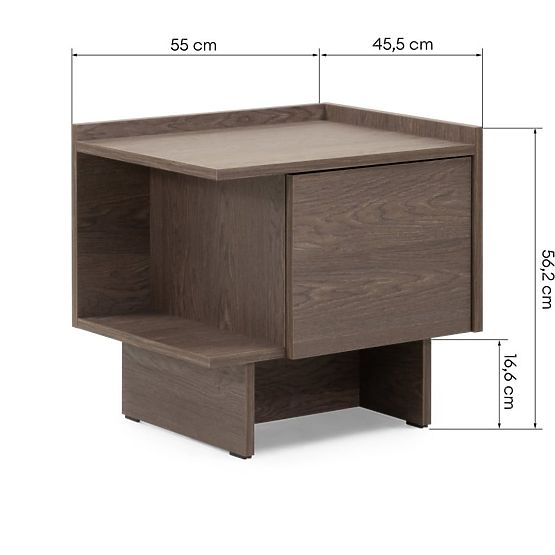 Table de nuit Kanso, Chêne Baltic Storm