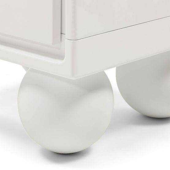 Table de nuit Lauria blanc, arrondi, pieds boules
