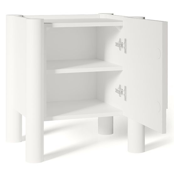 Table de nuit Lunaria avec façade fraisée, blanc