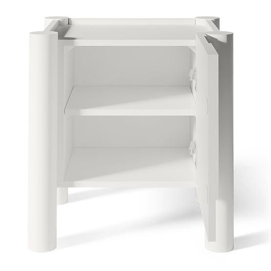 Table de nuit Lunaria avec façade fraisée, blanc