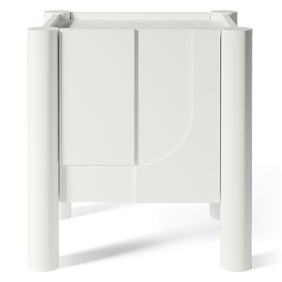 Table de nuit Lunaria avec façade fraisée, blanc
