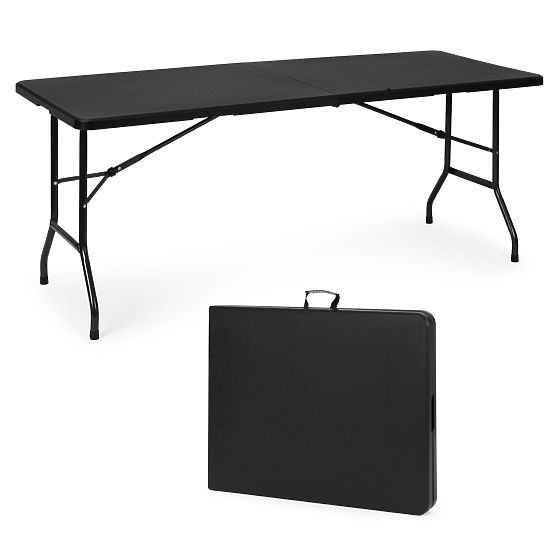 Table de restauration pliable 180 cm en valise noir ModernHome