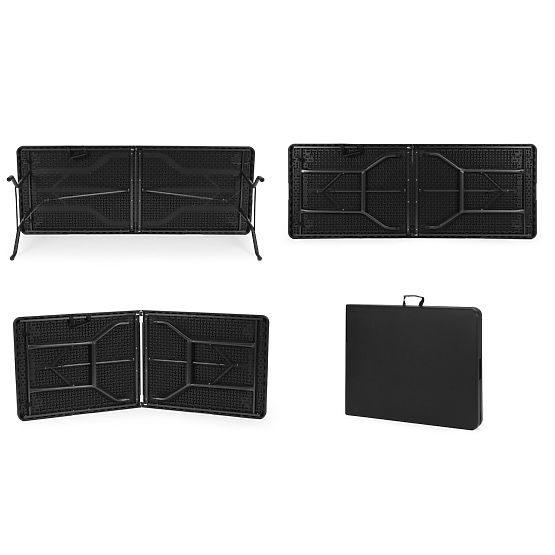 Table de restauration pliable 180 cm en valise noir ModernHome