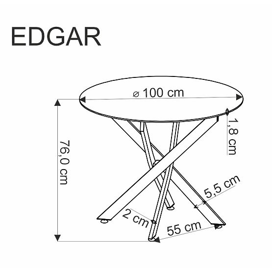 Table EDGAR, plateau - noyer, pieds - noirs (2p=1 pièce)