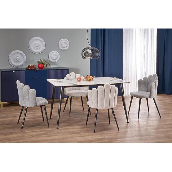 Table EMILIO 140 plateau - marbre blanc, pieds - noir (2p=1pc)