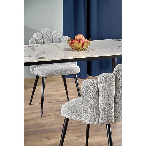 Table EMILIO 140 plateau - marbre blanc, pieds - noir (2p=1pc)
