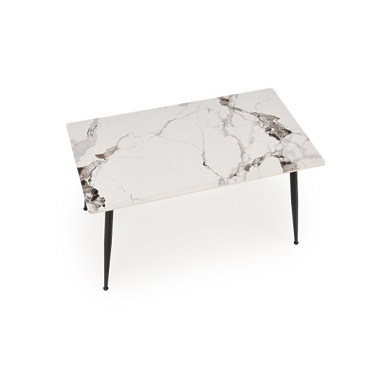 Table EMILIO 140 plateau - marbre blanc, pieds - noir (2p=1pc)