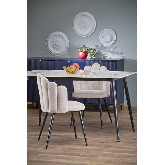 Table EMILIO 140 plateau - marbre blanc, pieds - noir (2p=1pc)