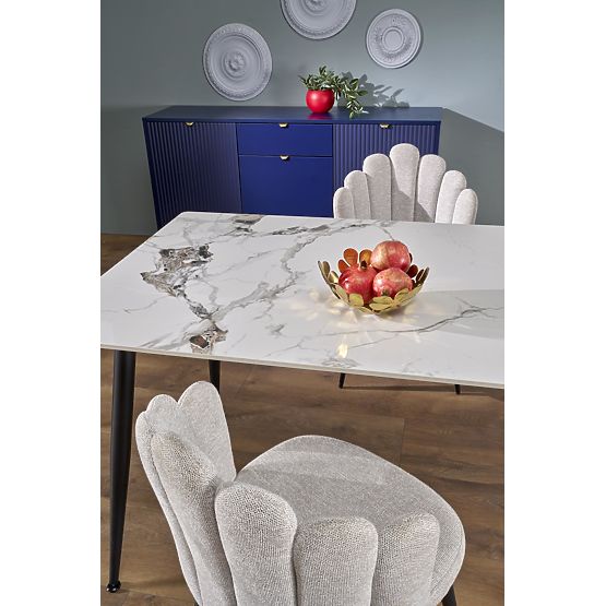Table EMILIO 140 plateau - marbre blanc, pieds - noir (2p=1pc)