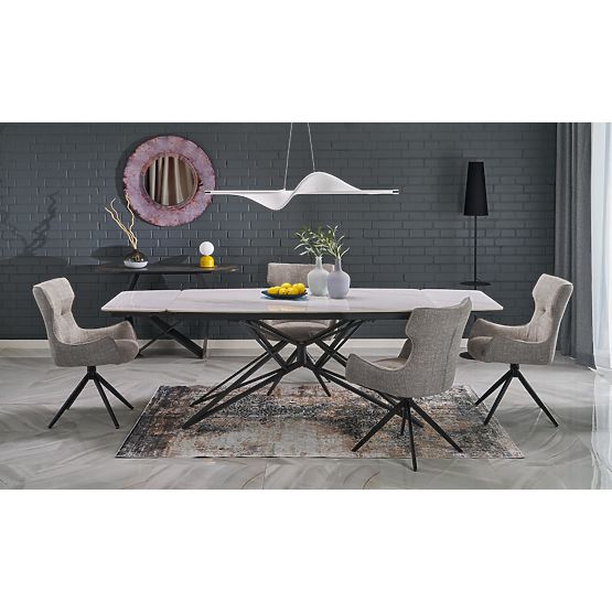 Table extensible ALFREDO, marbre blanc / noir (2p=1ks)