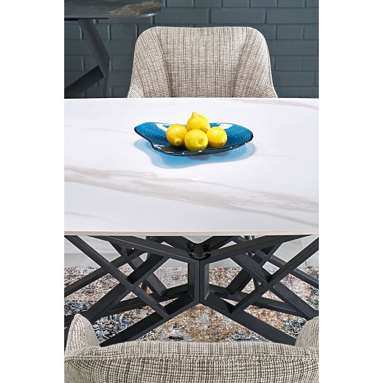 Table extensible ALFREDO, marbre blanc / noir (2p=1ks)