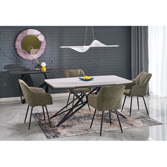Table extensible ALFREDO, marbre blanc / noir (2p=1ks)
