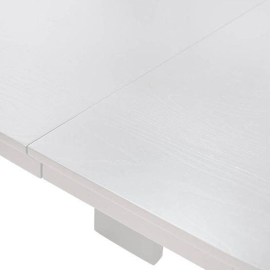 Table extensible Audrey 160-240 cm, ovale, blanc, avec rainures, formes arrondies
