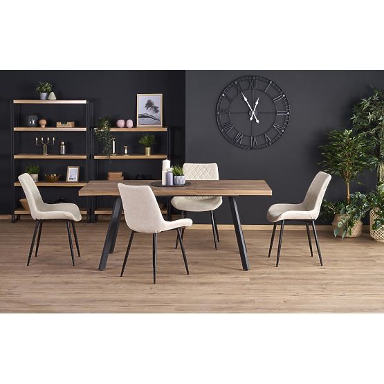 Table extensible BERLIN 140-180 cm, plateau - noyer, cadre - noir (2p=1ks)