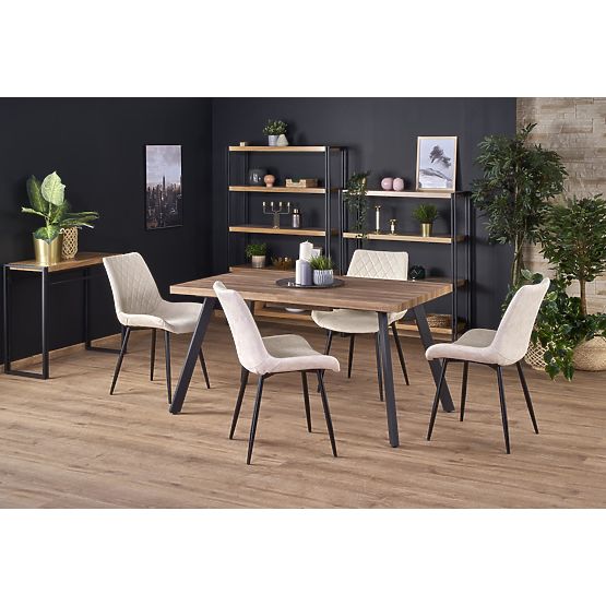 Table extensible BERLIN 140-180 cm, plateau - noyer, cadre - noir (2p=1ks)
