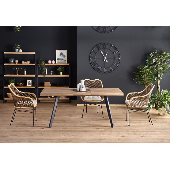 Table extensible BERLIN 140-180 cm, plateau - noyer, cadre - noir (2p=1ks)