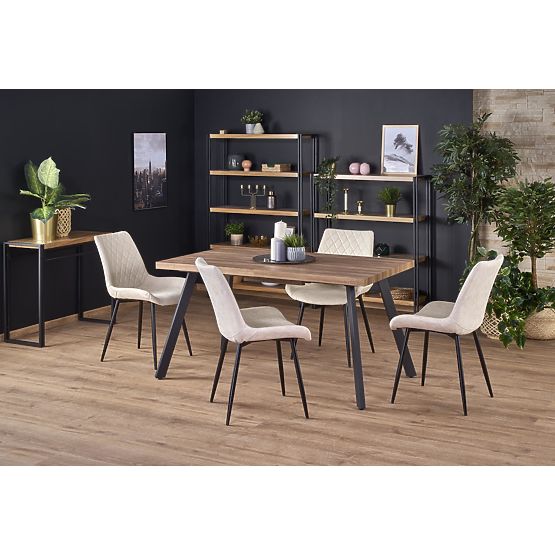 Table extensible BERLIN 140-180 cm, plateau - noyer, cadre - noir (2p=1ks)