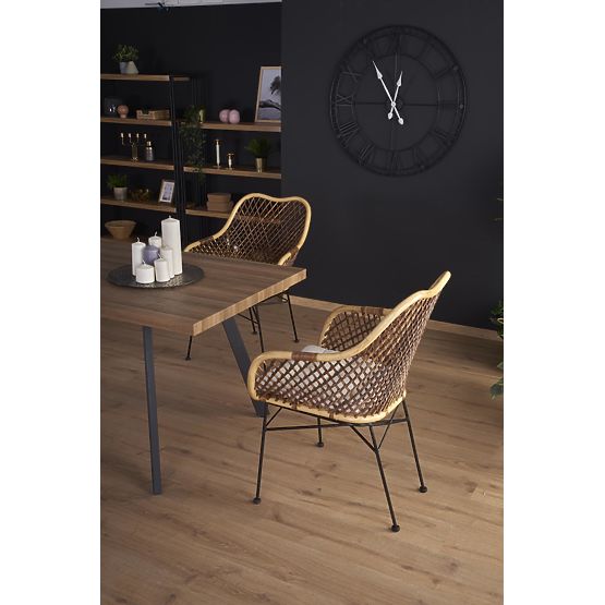 Table extensible BERLIN 140-180 cm, plateau - noyer, cadre - noir (2p=1ks)