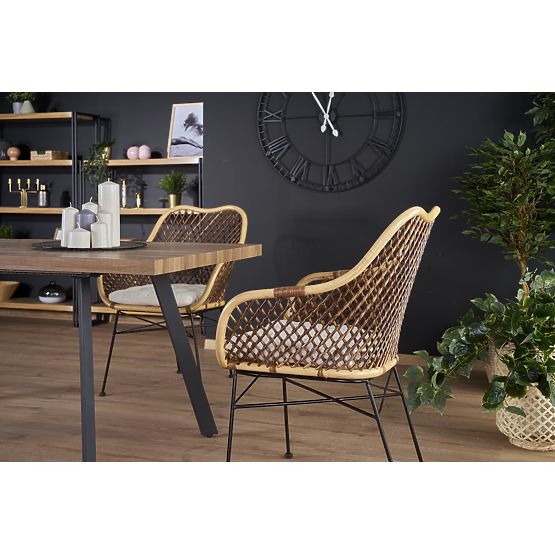 Table extensible BERLIN 140-180 cm, plateau - noyer, cadre - noir (2p=1ks)