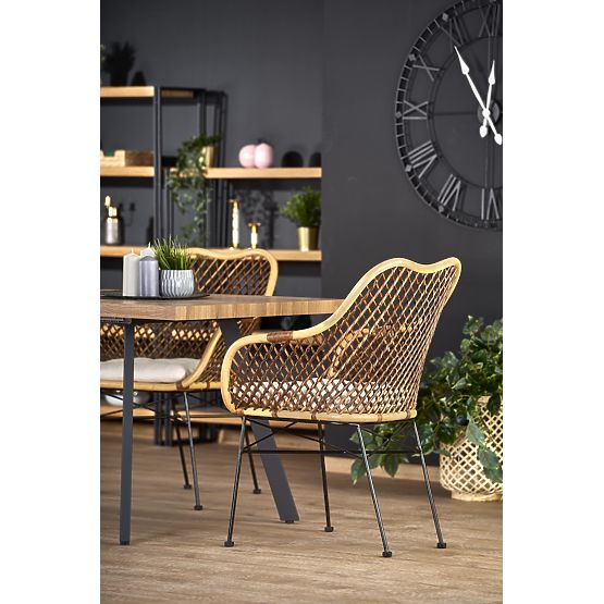 Table extensible BERLIN 140-180 cm, plateau - noyer, cadre - noir (2p=1ks)