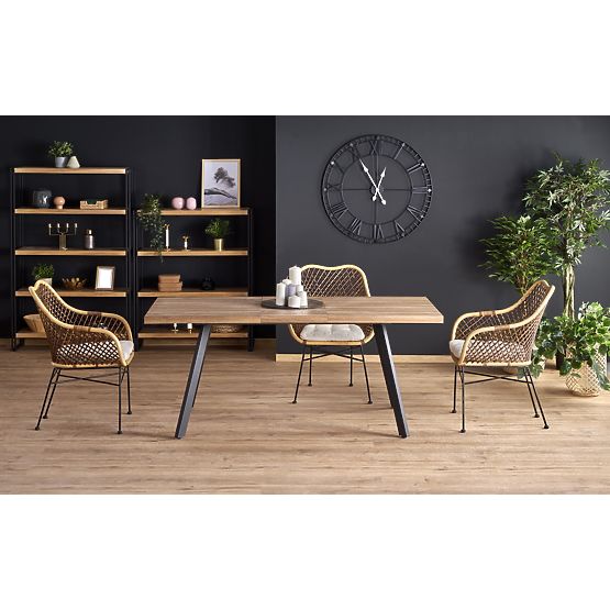 Table extensible BERLIN 140-180 cm, plateau - noyer, cadre - noir (2p=1ks)