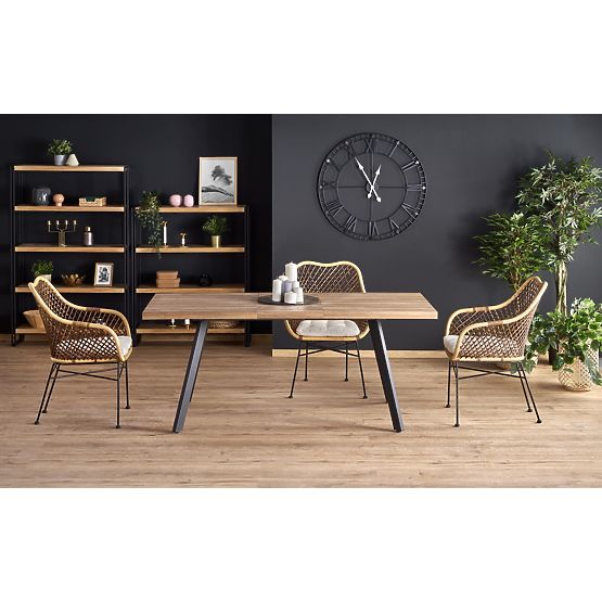 Table extensible BERLIN 140-180 cm, plateau - noyer, cadre - noir (2p=1ks)