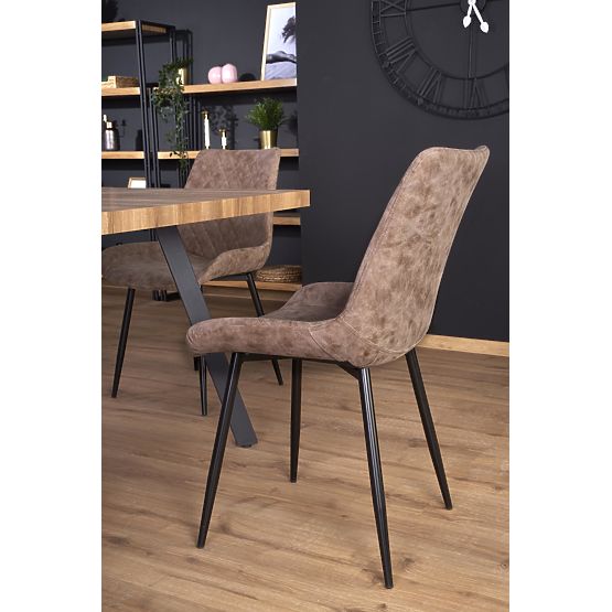 Table extensible BERLIN 140-180 cm, plateau - noyer, cadre - noir (2p=1ks)
