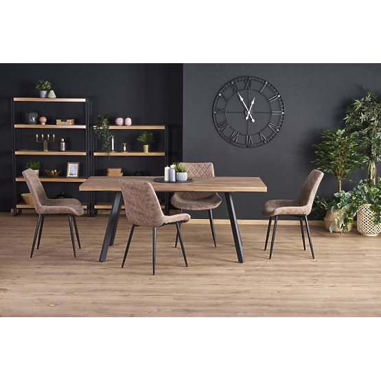 Table extensible BERLIN 140-180 cm, plateau - noyer, cadre - noir (2p=1ks)